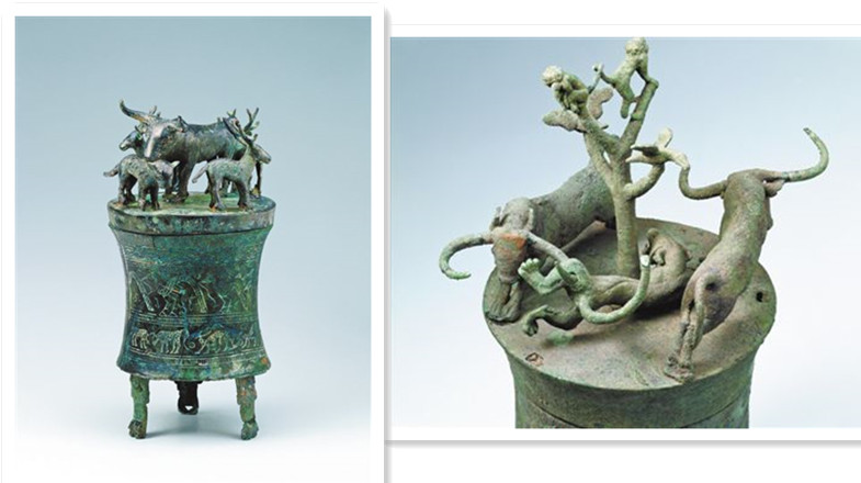 中国古美術 西漢 青銅器 鷹蓋人抱器 貯貝器 貝貨容器 儀礼器 貯蓄器 風水開運 中国古美術 西漢 青銅器 鷹蓋人抱器 貯貝器 貝貨容器