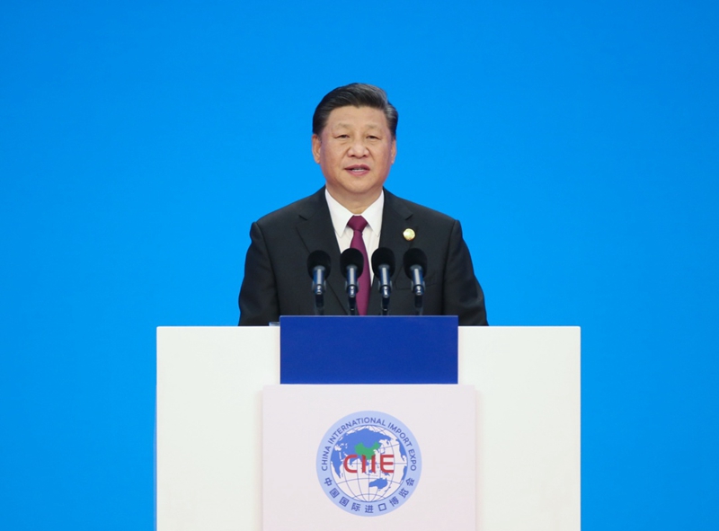 11月5日，首届中国国际进口博览会在上海开幕。国家主席习近平出席开幕式并发表题为《共建创新包容的开放型世界经济》的主旨演讲。