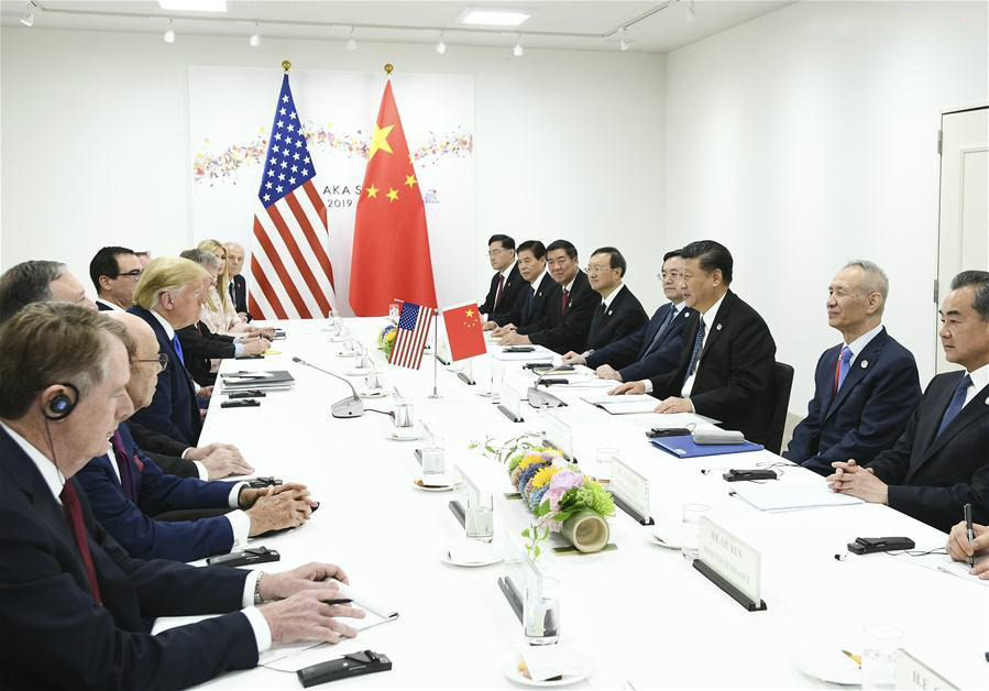 Chinese President Xi Jinping meets with U.S. President Donald Trump in Osaka, Japan, June 29, 2019. (Xinhua/Xie Huanchi)