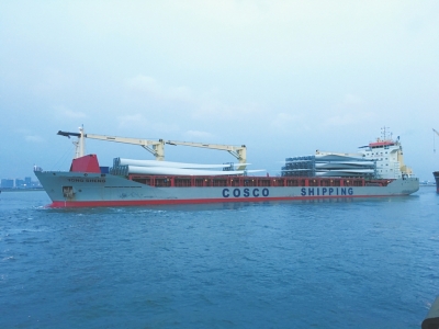 2016年7月，永盛轮满载风电设备等货物从天津港启航前往英国。