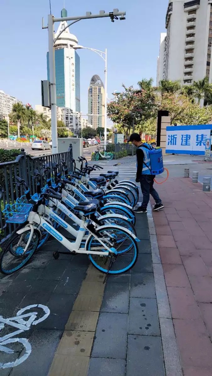 厦门市城管部门加强共享单车的防疫工作