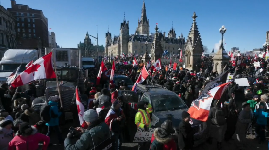 Protests broke out in Ottawa, Canada.