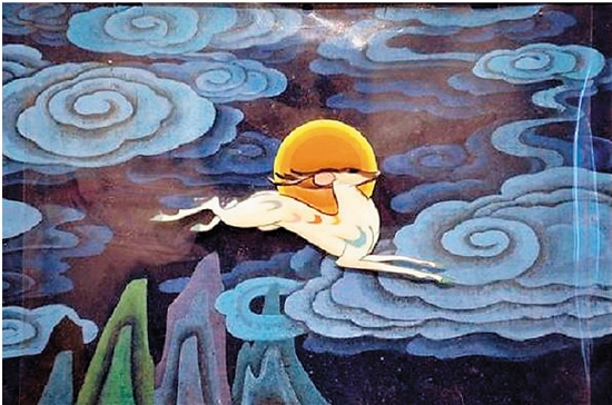 《九色鹿》是根据敦煌壁画《鹿王本生》故事改编，中国上海美术电影制片厂1981年出品的动画美术作品，由钱家骏、戴铁郎担任导演。