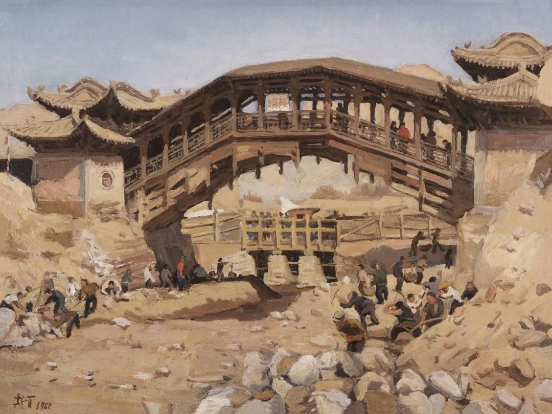 吕斯百 握桥 60.5x79.8cm 油画 1952年 中国美术馆藏