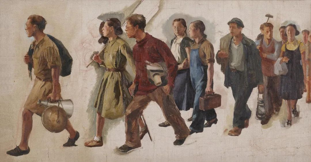 七七的号角 唐一禾 油画  1941年 33.3x61.2cm 中国美术馆藏