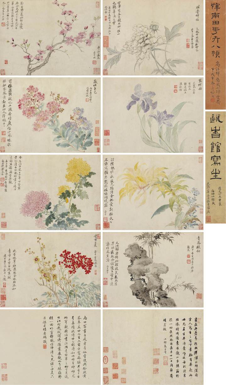 恽寿平，《花卉册》，26x34cmx8　册页，纸本设色，1680