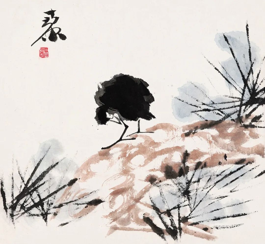 癸卯墨戏花鸟图册(之二) 四川博物院藏 33×31cm 纸本设色 1963 