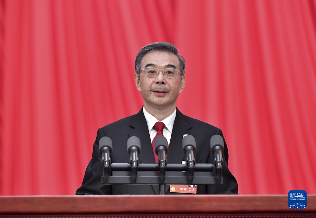 3月7日，十四届全国人大一次会议在北京人民大会堂举行第二次全体会议。最高人民法院院长周强作最高人民法院工作报告。