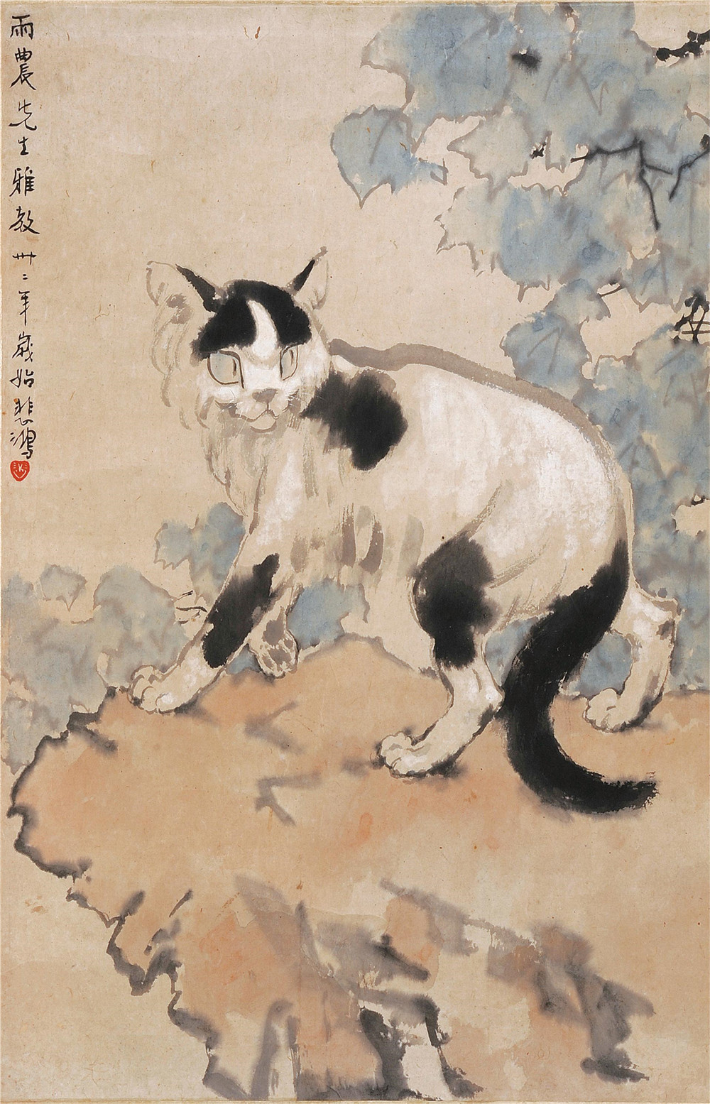 花猫图  徐悲鸿  1943年 62×40.2cm  纸本设色  贵州省博物馆藏