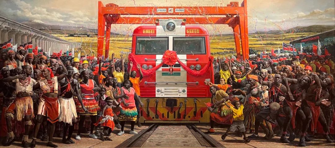 中国梦，非洲梦 周宗凯 油画  230×520cm 2021年 中国美术馆藏