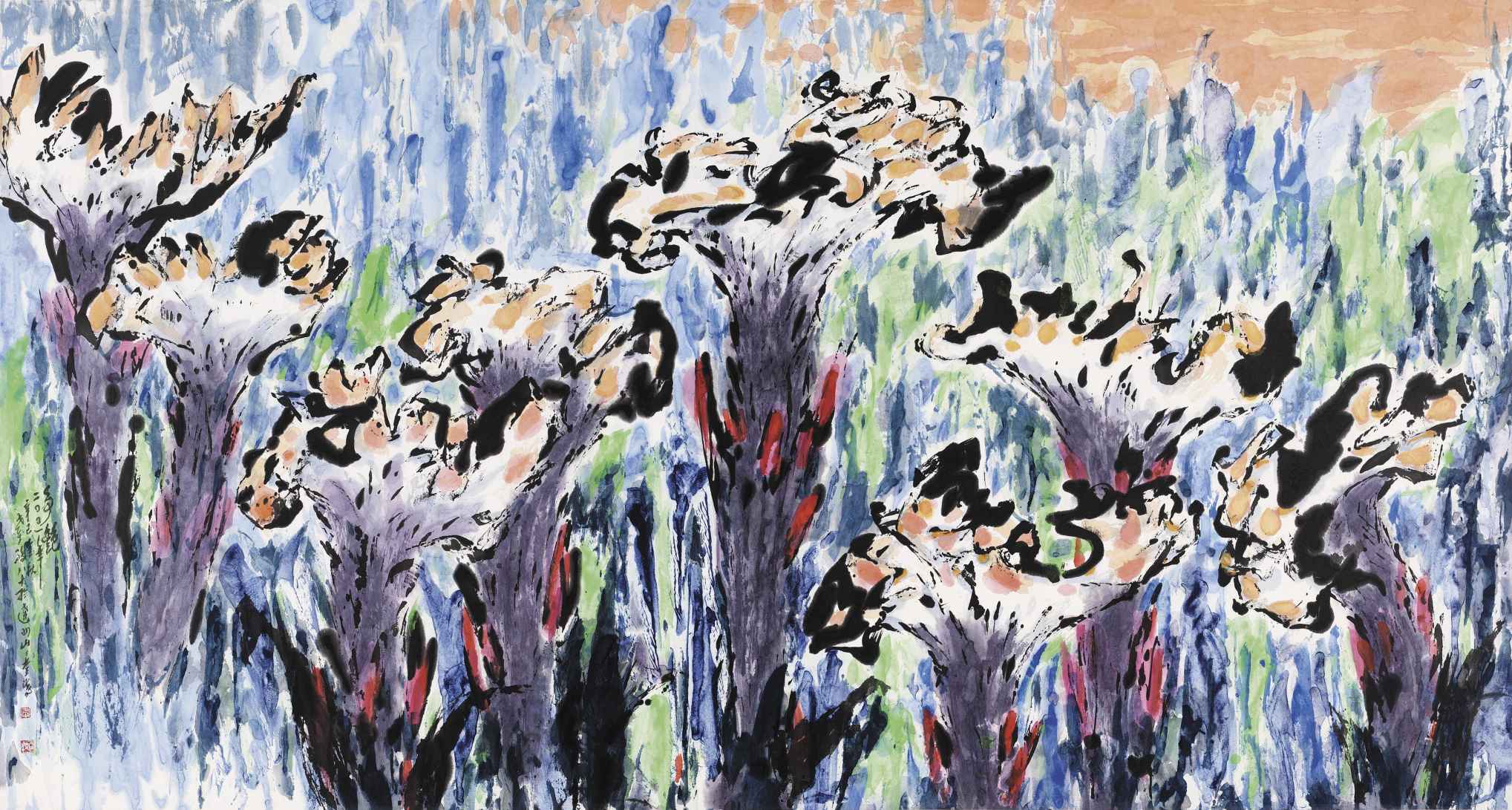 争艳 97cm×180cm 纸本彩墨 2011