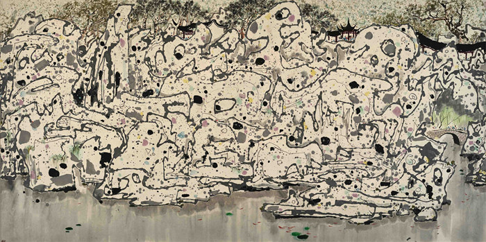 狮子林，吴冠中，纸本设色，1983年，173cm×290cm