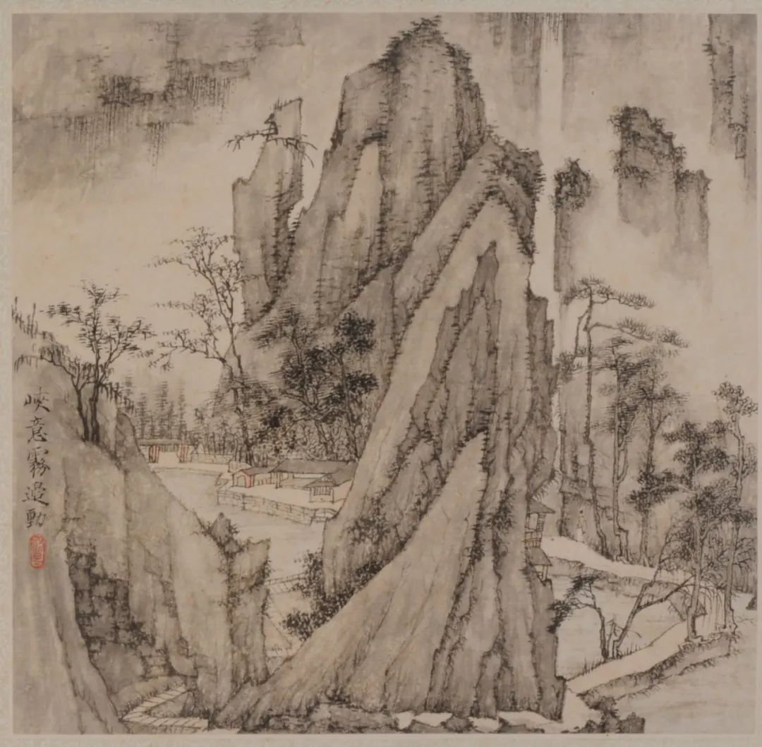 山水图册页之一 清代 祝昌 纸本设色 22×21.7cm 安徽博物院藏