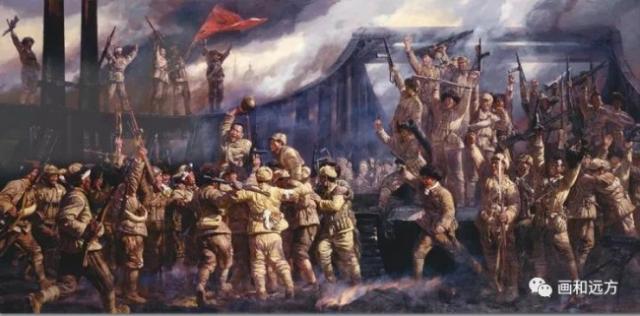 平津战役－会师金汤桥  孙立新 白展望 窦鸿 445X220cm 2009年