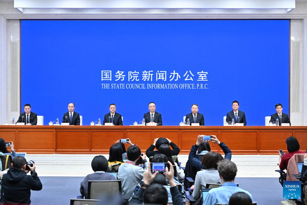 The State Council Information Office holds a press conference on boosting consumption in Beijing, capital of China, March 17, 2025. 