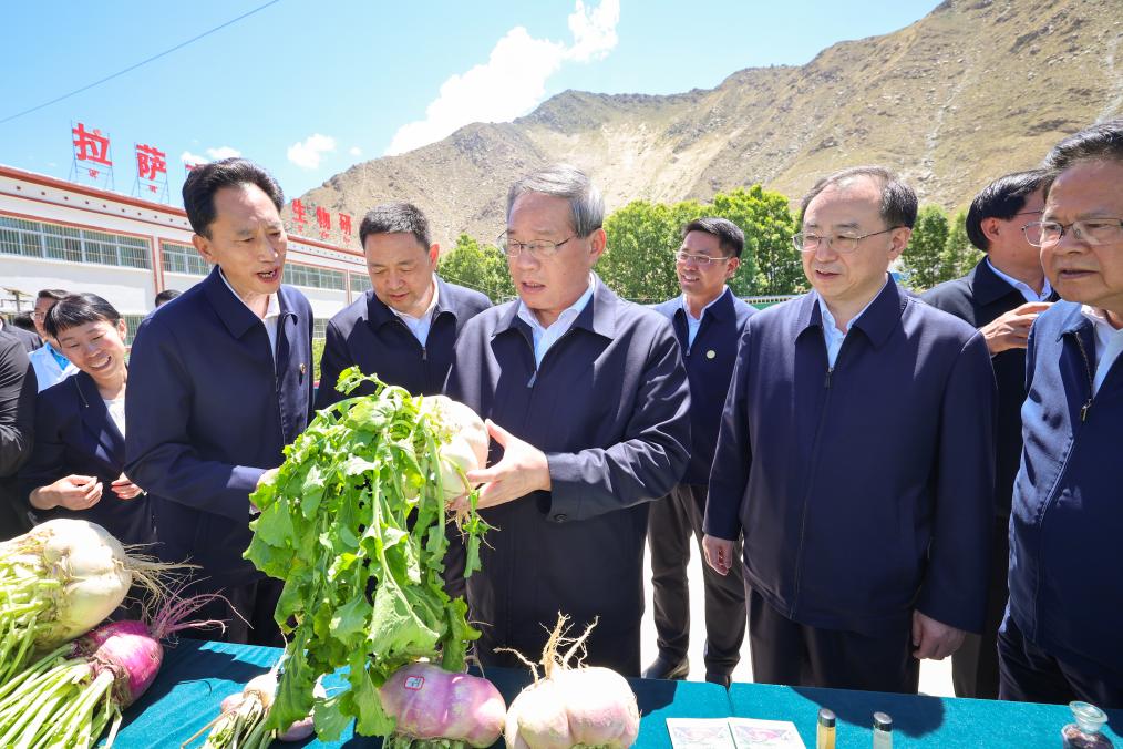 Chinese Premier Li Qiang, also a member of the Standing Committee of the Political Bureau of the Communist Party of China Central Committee, learns about the development of Xizang