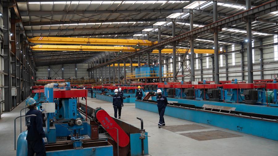 This photo taken on Jan. 30, 2026 shows a production line at a Chinese-built graphite processing plant in Nipepe District, Niassa Province, Mozambique. (Xinhua/Liu Jie)