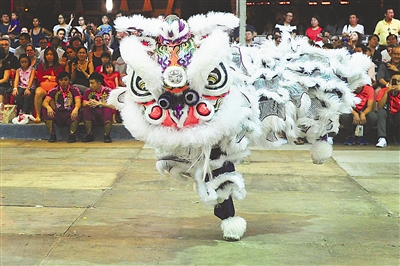 1月24日,台湾长兴吕师父龙狮团的参赛选手在狮王争霸赛中.